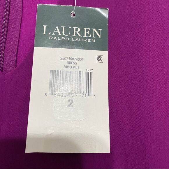 Lauren Ralph Lauren Fuchsia Dress diagonal ruffle‎ - Picture 4 of 11
